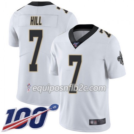Camiseta Hombre NFL New Orleans Saints Taysom Hill 7 Nike Blanco Stitched 100th